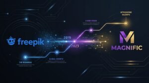 Freepik Rebrand to Magnific Timeline Evolution