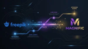 Freepik Rebrand to Magnific Timeline Evolution