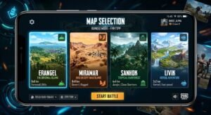PUBG Mobile maps Erangel Miramar Sanhok Livik selection screen comparison