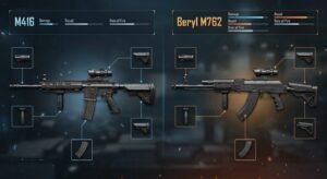 PUBG Mobile best guns M416 versus Beryl M762 weapon stats and attachments guide
