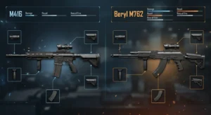 PUBG Mobile best guns M416 versus Beryl M762 weapon stats and attachments guide