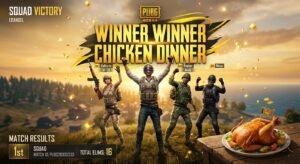 PUBG Mobile winner winner chicken dinner victory screen squad celebration rewards