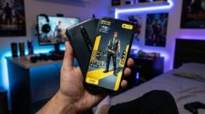 Budget Android phone displaying Free Fire installed with only 1.5GB storage used proving game runs on low-end devices