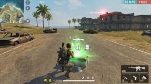 Free Fire beginner looting death box while exposed to enemy sniper on rooftop showing common gameplay mistake to avoid